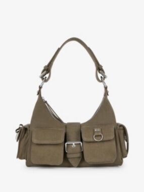 The Kooples Paris AMELIA shoulder bag in khaki canvas. NWT